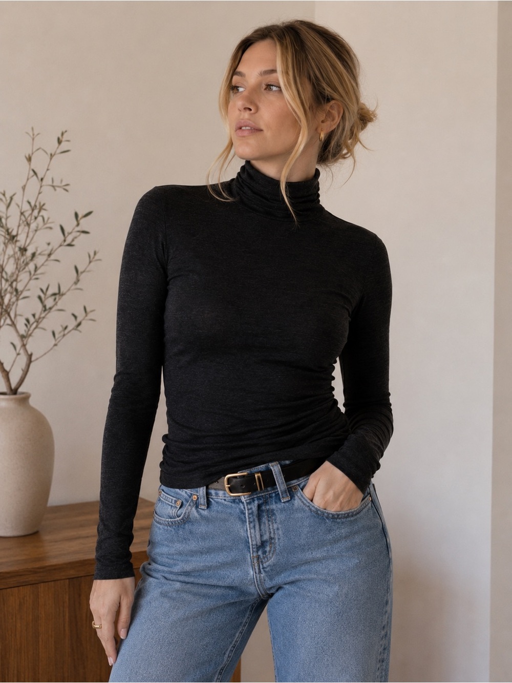 NWOT Reigning Champ Merino Wool Turtleneck – Charcoal Grey | Size Small